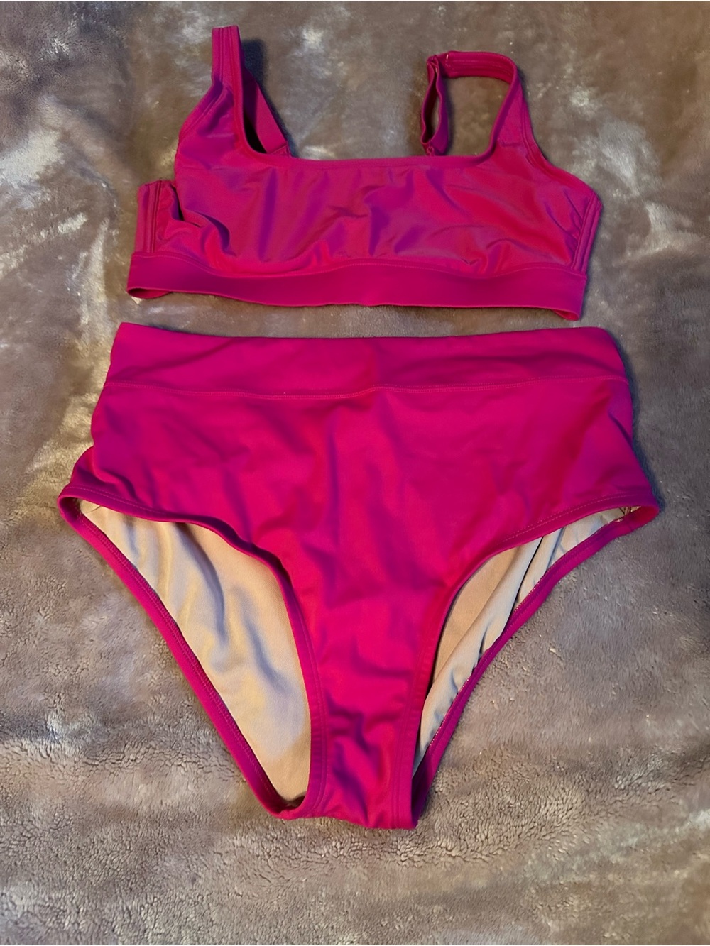 Kona Sol Hot Pink High-Waist Bikini Set